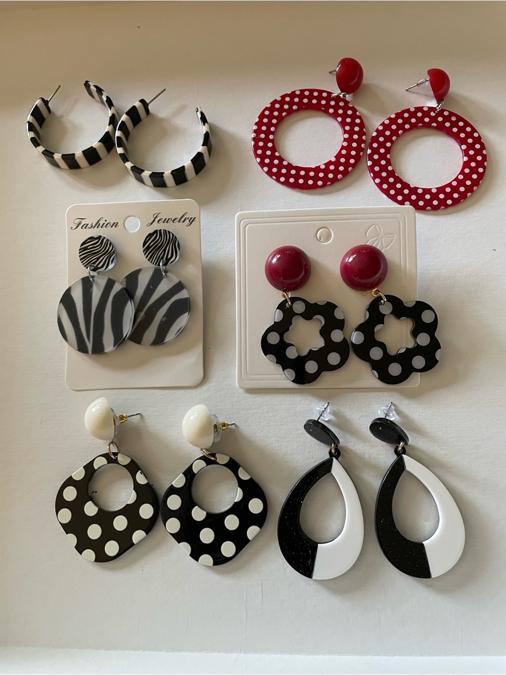 Earrings BUNDLE Polka Dot and Striped Earring Set of 6 pairs nwt - Picture 1 of 5